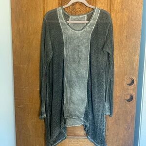 Pete Greta Johnny was linen long sleeve tee shirt blouse medium gray silver